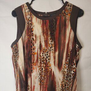 Investments Multicolor African Cheetah Print Top Zippered Back Sz S